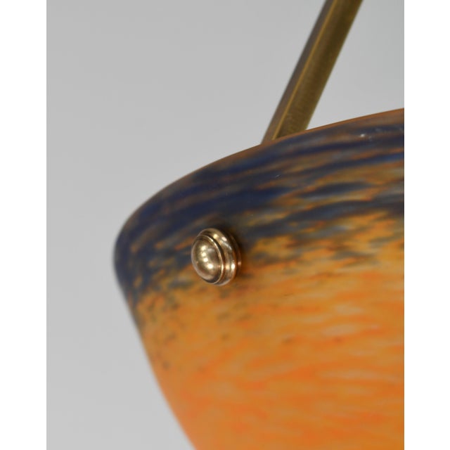 Orange French Art Deco Pendant Light by André Delatte 1920s France For Sale - Image 8 of 11
