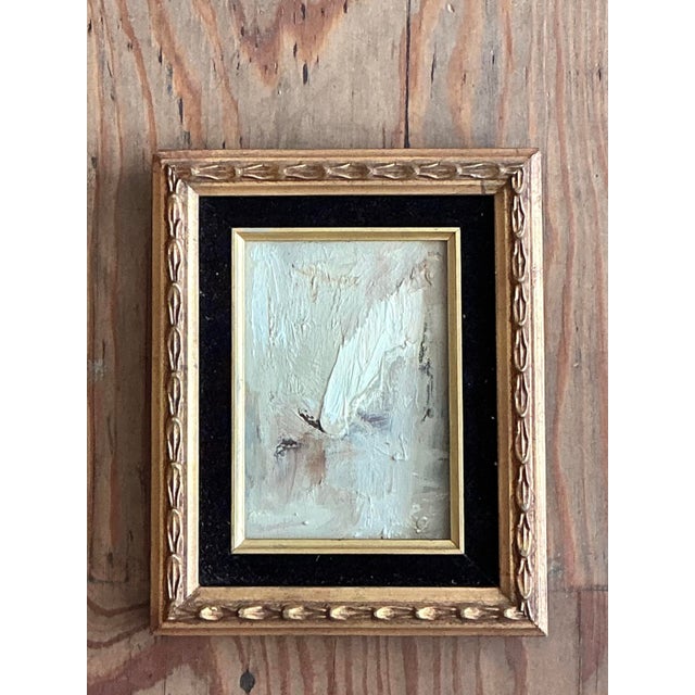 Cream Vintage Original Abstract Oil on Board For Sale - Image 8 of 12