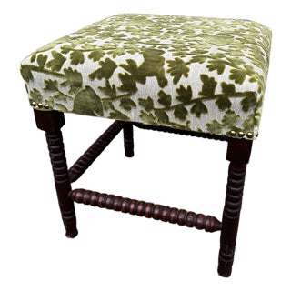 Newly Upholstered English Stool For Sale