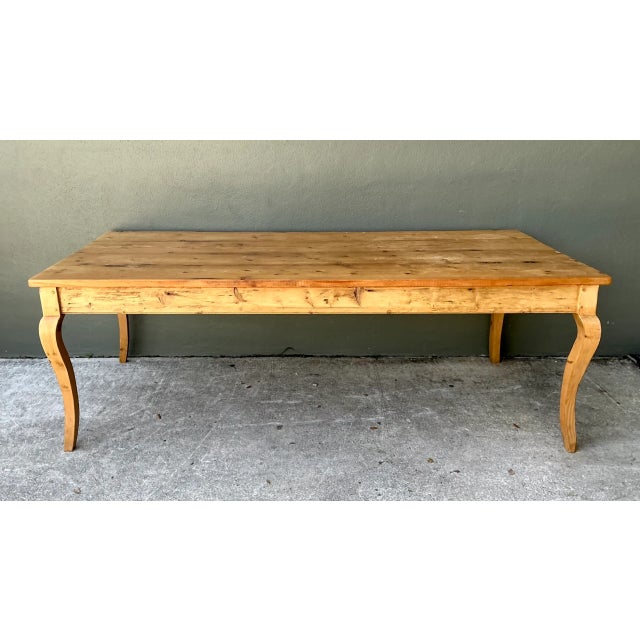Late 20th Century Vintage Rustic Pine Plank Farm Table For Sale - Image 5 of 12