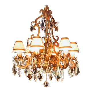 Chandelier, Arte De Mexico, Six Light Shaded, Classic / Traditional With Crystal Accents For Sale
