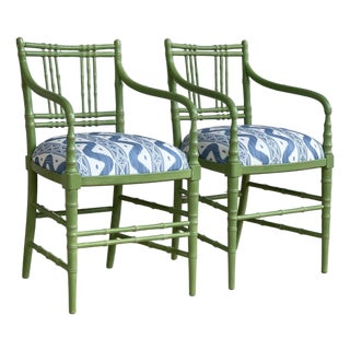 Mid 20th Century Kittinger Faux Bamboo Armchairs - Set of 2 For Sale