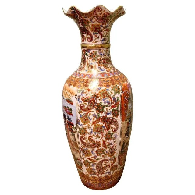 Gold Tall Ceramic Satsuma Vase, 1990s For Sale - Image 8 of 8