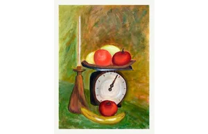 Fruit & Scale Still Life by Ann Brownell