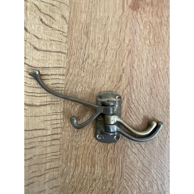 Vintage Triple Pronged Articulating Wall Hook in Brass For Sale In Raleigh - Image 6 of 6