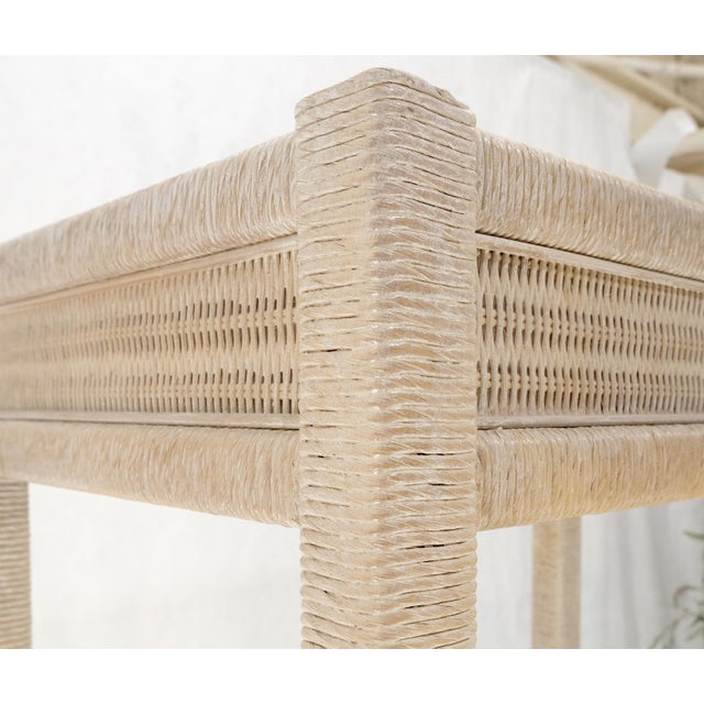 Century Furniture White Pickled Rush Cane Bamboo Wrapped 5 Shelves 76" Tall Etagere Display MINT! For Sale - Image 4 of 13