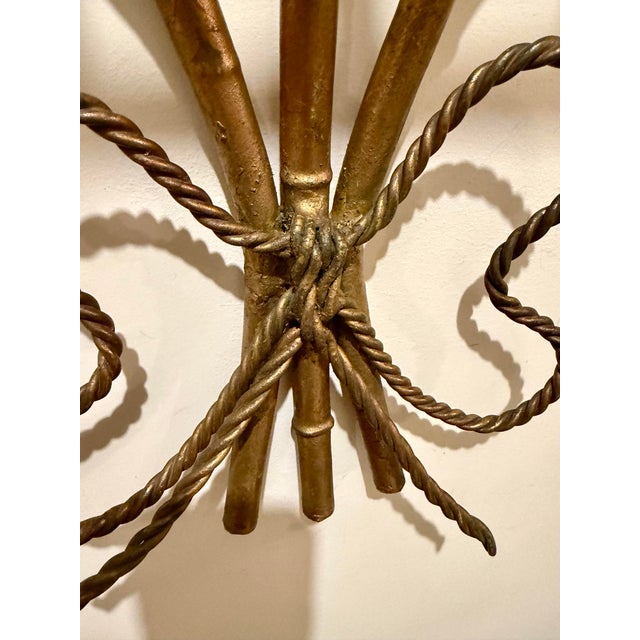 Gilt Iron Faux Bamboo Wall Shelf / Console For Sale - Image 11 of 12