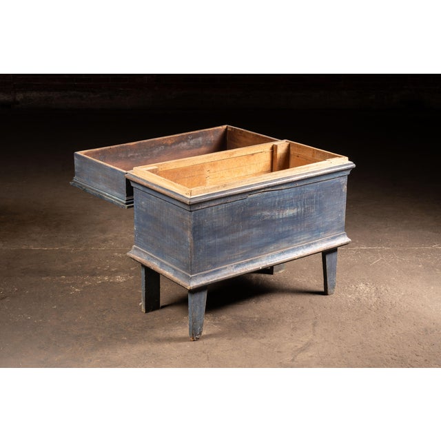 19th Century 19th Century Painted Pine Blanket Chest in Blue For Sale - Image 5 of 11