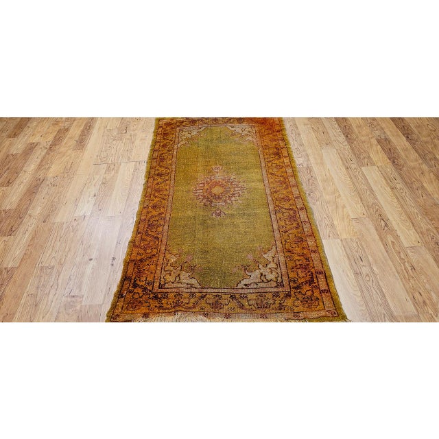 Late 19th Century Antique Turkish Oushak Area Rug, Hand-Knotted Wool, Chartreuse, 1900s, 4' x 6' For Sale - Image 5 of 14