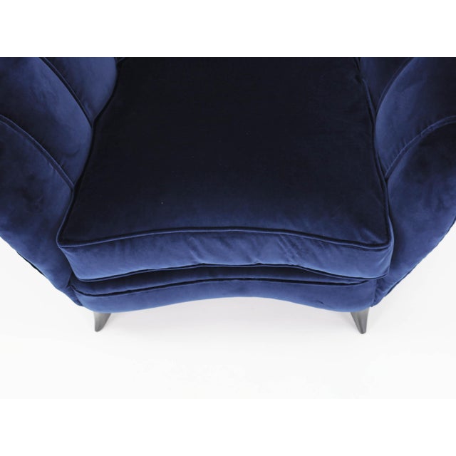 Mod. Shell Chairs in Deep Blue Velvet by Gio Ponti for Case E Giardini, Italy, 1950, Set of 2 For Sale - Image 15 of 16