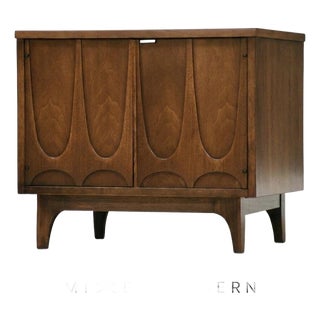 1960s Refinished Broyhill Brasilia Walnut Nightstand For Sale