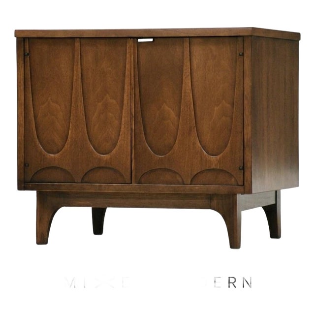 1960s Refinished Broyhill Brasilia Walnut Nightstand For Sale
