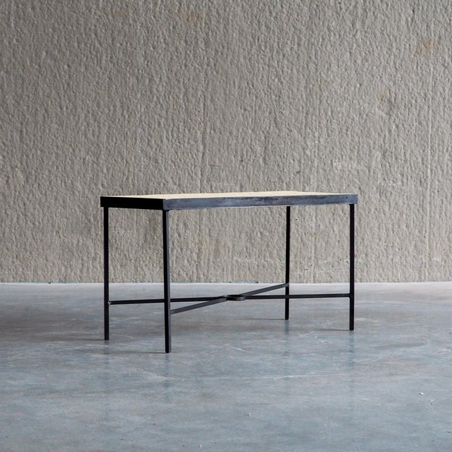 Beige Minimalist Metal Side Tables with Plaster-Fiber Tops, 1960s, Set of 2 For Sale - Image 8 of 18