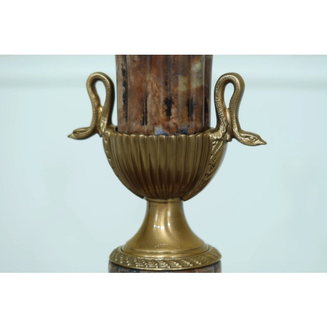 2000 - 2009 Frederick Cooper Regency Style Brass Soap Stone Urn Lamps - a Pair For Sale - Image 5 of 9