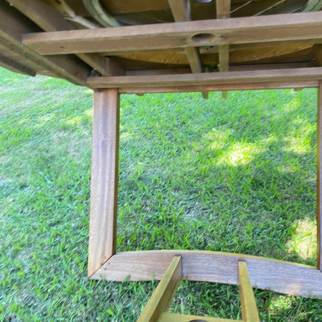 Outdoor Wood Table With Lazy Suzy Center - 63" Round For Sale - Image 13 of 18