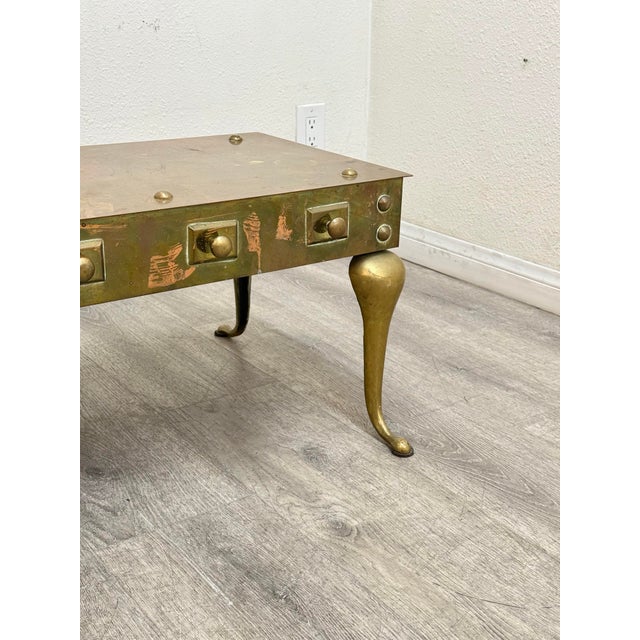Metal Hollywood Regency Brass Coffee Table For Sale - Image 7 of 11