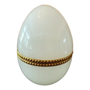 1930s Vintage French Opaline Egg Jewel Box Baccarat Style