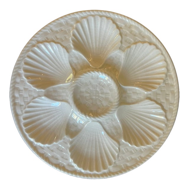 Vintage French Longchamp White Oyster Plate For Sale
