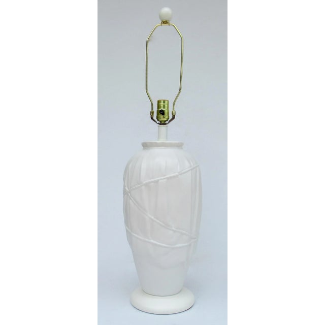 C.1970's; Vintage Frederick Cooper satin glazed, powder-coated plaster lamp, of a ceramic body in a "wet-drapery," a La...
