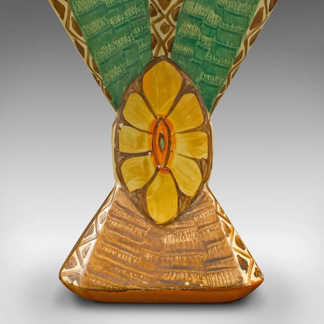Saffron 1930s Vintage Art Deco Ceramic Dried Flower Vase For Sale - Image 8 of 12