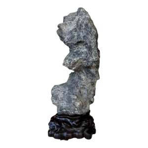 Antique Chinese Scholar Rock Yingde Stone on Display Stand