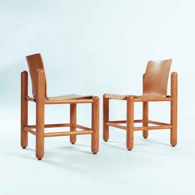 Mid-Century Modern Brutalist Pine Chairs by Knud Friis & Elmar Moltke Nielsen for Getama, 1970s, Set of 2 For Sale - Image 3 of 18