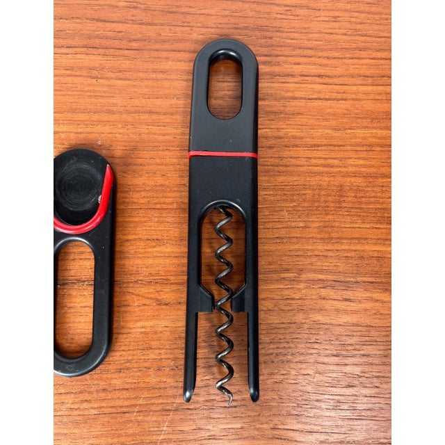 Postmodern Danish Red and Black Bottle Opener and Corkscrew Bar Set by Bjarne Bo for Ideas, Denmark, 1980s, Set of 4 For Sale - Image 10 of 16