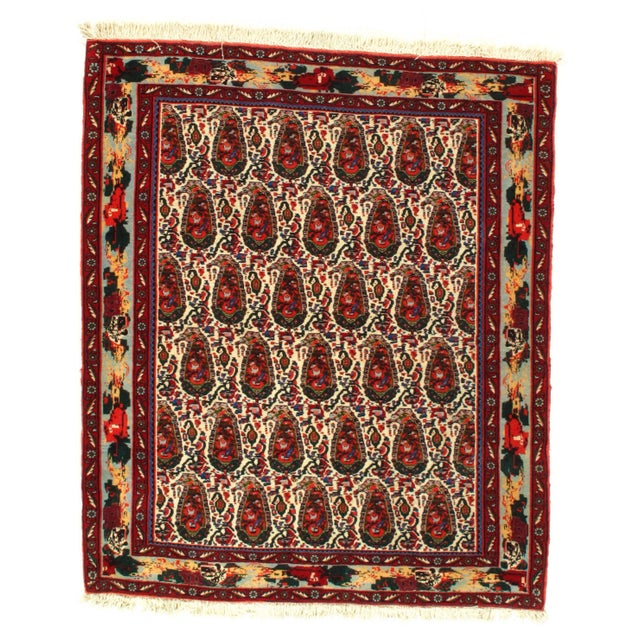 1980s 1980s Persian Seneh Hand-Knotted Rug - 4′2″ × 4′11″ For Sale - Image 5 of 5
