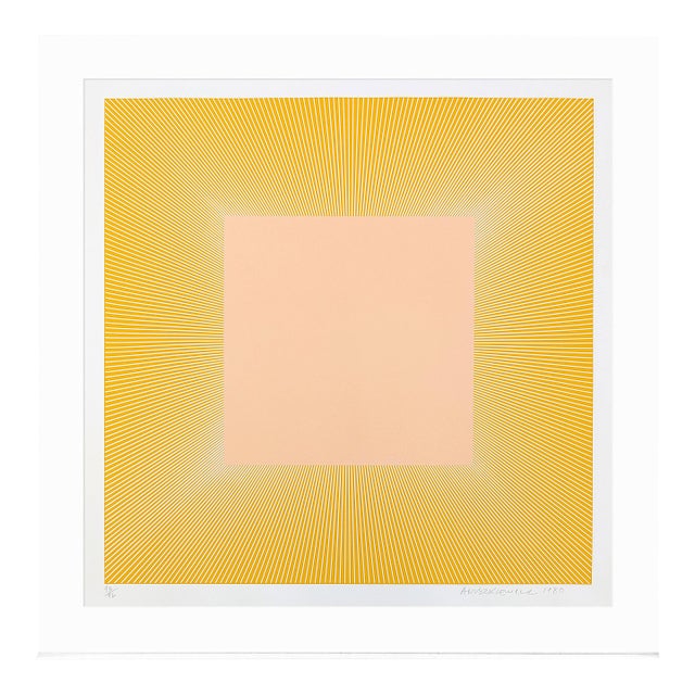 Richard Anuszkiewicz, Untitled (Peach With Yellow), Hand Signed Screen Print, 40x40 In. Framed, 1980 For Sale