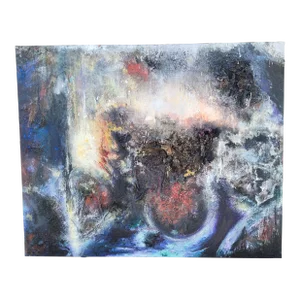 Large Mixed Media Vintage Abstract Painting by Peter Halsey