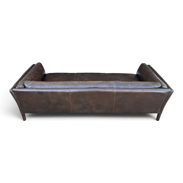 Restoration Hardware Sorensen Sofa in Tobacco Brown Leather With Natural Patina For Sale - Image 10 of 16
