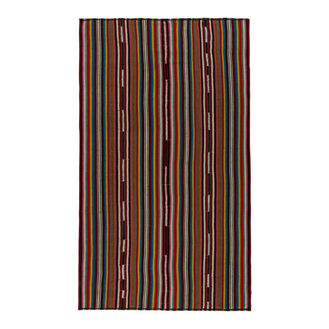 Textile 1950s Vintage Chaput Kilim Style in Multicolor Striations by Rug & Kilim For Sale - Image 7 of 7