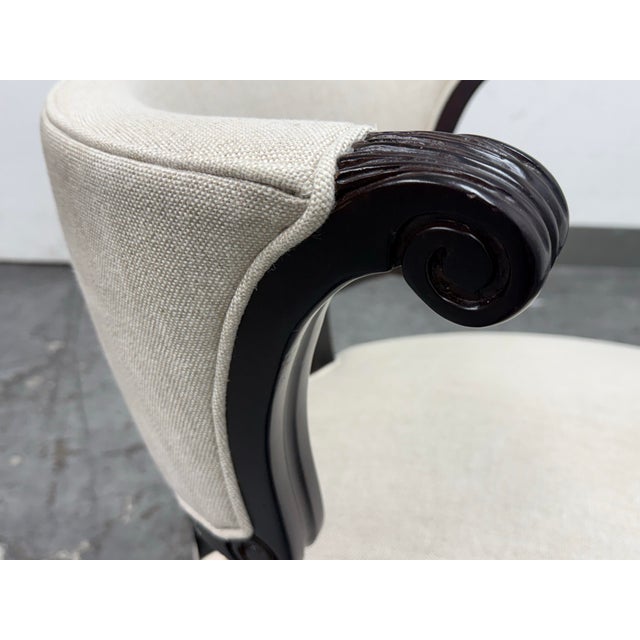 Custom Side Chair With Woven Wool Upholstery For Sale - Image 10 of 12