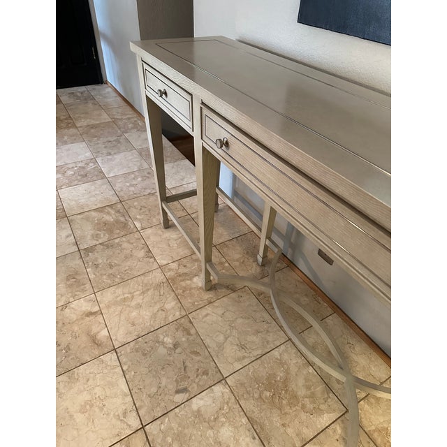 Bernhardt Criteria 78” Heather Gray Ash & Stainless Steel Console Table For Sale - Image 14 of 17