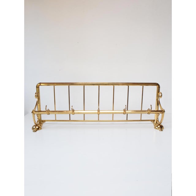 Mid-Century Modern German Wall-Mounted Coat Rack in Gilt Brass, 1950s For Sale - Image 3 of 8