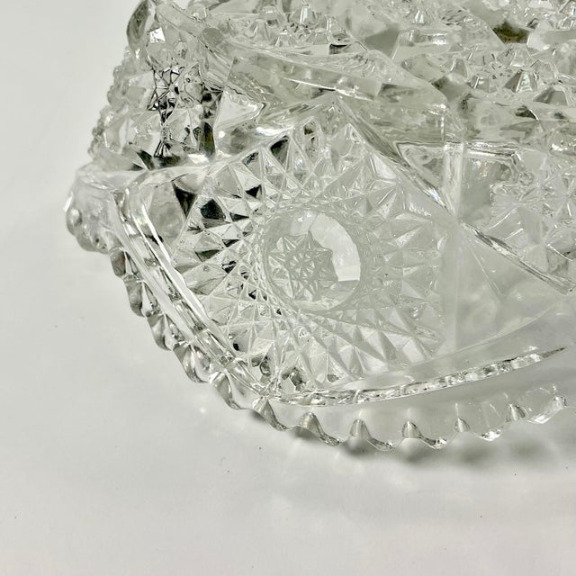 Late 1800s Antique Boho Chic Hollywood Regency American Brilliant Cut Deep Relish Serving Dish For Sale - Image 11 of 11
