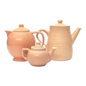 Vintage Peachy Pink Ceramic Teapot Curation - Group of 3