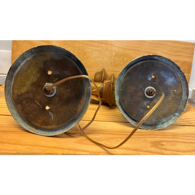 Antique Copper & Brass Electrified Sconces - a Pair For Sale In Boston - Image 6 of 8