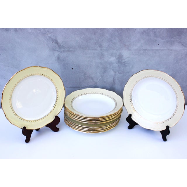 1970s French Porcelain Gold Detailing Lamandinoise Dinner Service, 1970s, Set of 12 For Sale - Image 5 of 13