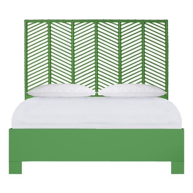 Liam Platform Bed Queen - Bright Green For Sale