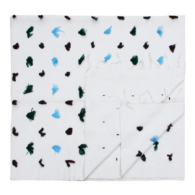 Late 20th Century Moroccan Berber Throw W/ Blue Tufts For Sale - Image 4 of 4