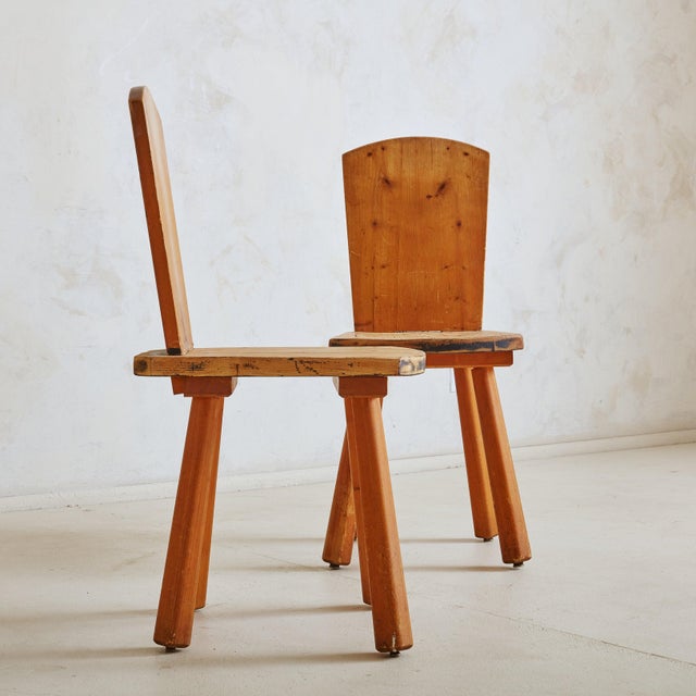 Mid 20th Century Set of 4 Pine Dining Chairs Attributed to René Faublee, France 1960s For Sale - Image 5 of 11