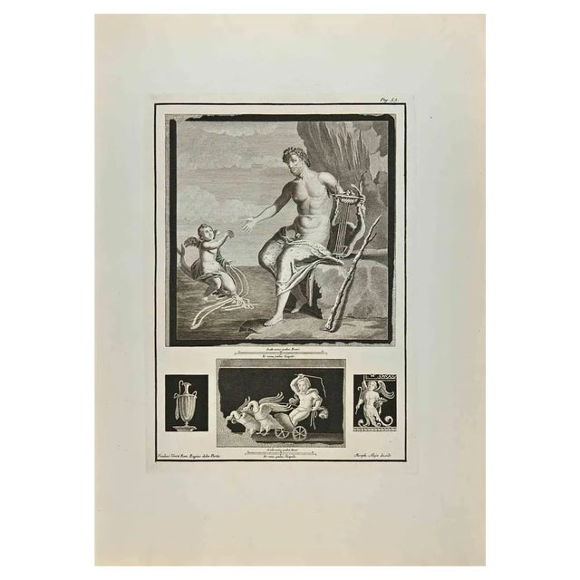Giuseppe Aloja, Heracles and Cupid, Etching, 18th Century For Sale