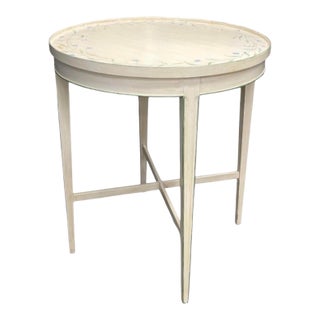 Vintage Hand-Painted French Country Round Accent Table For Sale