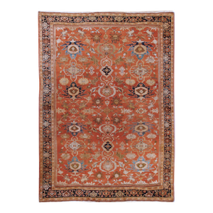 Antique 19th Century Orange Sultanabad Area Rug 8ft 5in X 11ft 10in