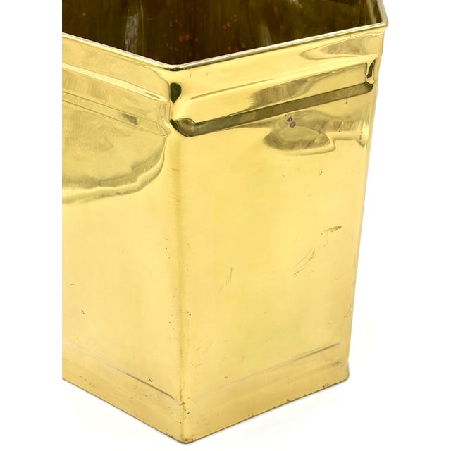 1950s Vintage English Brass Hexagonal Jardiniere Planter For Sale - Image 5 of 8