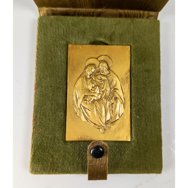 Traditional Mid-Century Italian Gilt Bronze Religious Plaque in Case by Enrico Manfrini For Sale - Image 3 of 13