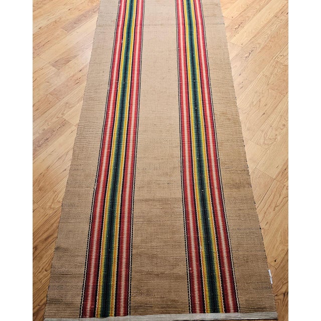 Vintage American Rag Runner, Handwoven Wool & Cotton, Stripe Pattern, 3x18 For Sale - Image 13 of 16