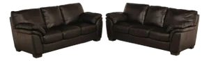Italsofa Pair of Black Leather Sofas