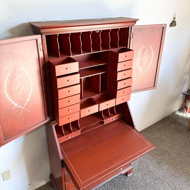 Metal Vintage Georgian Red Secretary Desk For Sale - Image 7 of 12